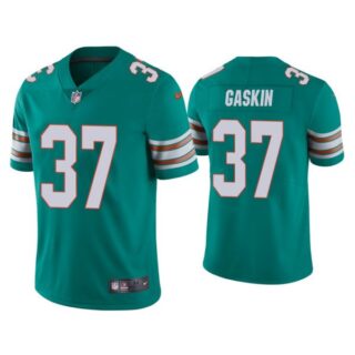 Men's Myles Gaskin Miami Dolphins Throwback Limited Stitched Jersey Aqua