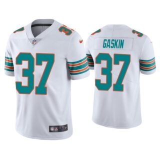 Men's Myles Gaskin Miami Dolphins Throwback Limited Stitched Jersey White