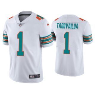 Men's Tua Tagovailoa Miami Dolphins Throwback Limited Stitched Jersey White