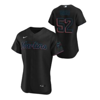 Men's Anthony Bass Miami Marlins Flex Base Jersey Black