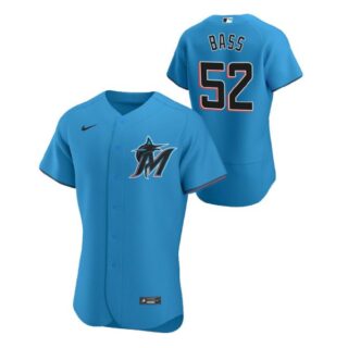 Men's Anthony Bass Miami Marlins Flex Base Jersey Blue