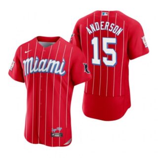 Men's Brian Anderson Miami Marlins Flex Base Jersey Red City Connect