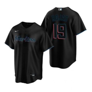 Men's Miguel Rojas Miami Marlins Cool Base Jersey Black