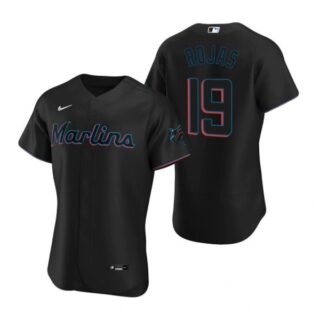 Men's Miguel Rojas Miami Marlins Flex Base Jersey Black