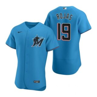 Men's Miguel Rojas Miami Marlins Flex Base Jersey Blue