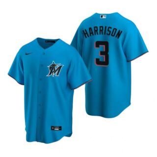 Men's Monte Harrison Miami Marlins Cool Base Jersey Black,Blue