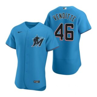 Men's Pat Venditte Miami Marlins Flex Base Jersey Black,Blue