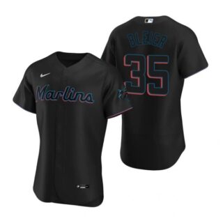 Men's Richard Bleier Miami Marlins Flex Base Jersey Black