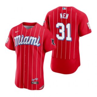 Men's Robb Nen Miami Marlins Flex Base Jersey Red City Connect
