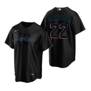 Men's Sandy Alcantara Miami Marlins Cool Base Jersey Black
