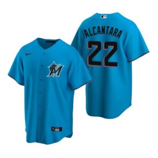 Men's Sandy Alcantara Miami Marlins Cool Base Jersey Black,Blue