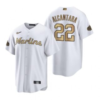 Men's Cool Base Sandy Alcantara Miami Marlins 2022 MLB All-Star Game White Stitched Jersey