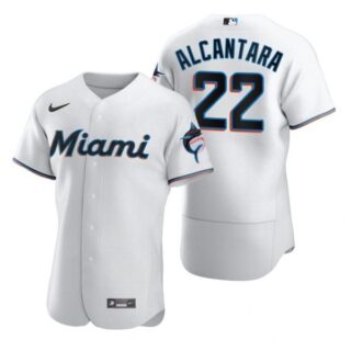 Men's Sandy Alcantara Miami Marlins Flex Base Jersey White