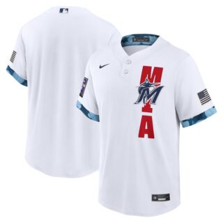 Youth Miami Marlins 2021 MLB All-Star White Jersey Worn In-Game - Stitched