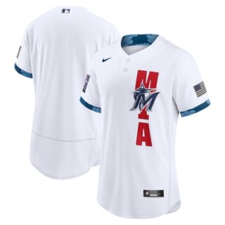 Men's - Flex Base Miami Marlins 2021 MLB All-Star White Jersey Worn In-Game - Stitched