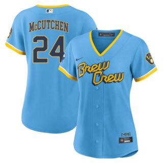 Women's Milwaukee Brewers Andrew McCutchen Brew Crew City Connect Powder Blue Stitched Jersey
