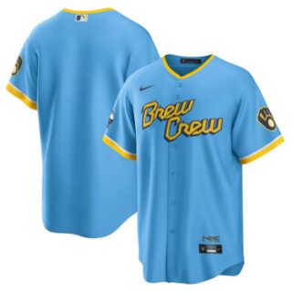 Youth Milwaukee Brewers Brew Crew City Connect Powder Blue Stitched Jersey