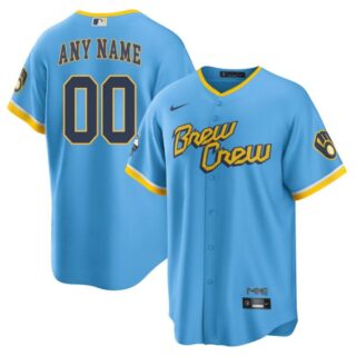Youth Milwaukee Brewers Custom Brew Crew City Connect Powder Blue Stitched Jersey