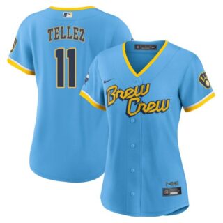 Women's Milwaukee Brewers Rowdy Tellez Brew Crew City Connect Powder Blue Stitched Jersey