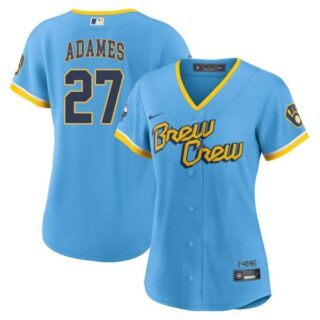 Women's Milwaukee Brewers Willy Adames Brew Crew City Connect Powder Blue Stitched Jersey