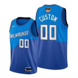 Men's Custom Milwaukee Bucks 2021 NBA Finals Jersey Blue
