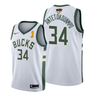 Youth Giannis Antetokounmpo Milwaukee Bucks 2021 NBA Finals Champions Jersey White Association
