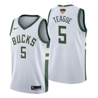 Men's #5 Jeff Teague Milwaukee Bucks 2021 NBA Finals Jersey White Association