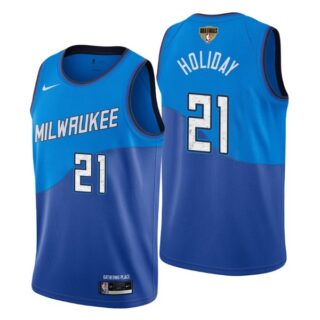 Men's #21 Jrue Holiday Milwaukee Bucks 2021 NBA Finals Jersey Blue