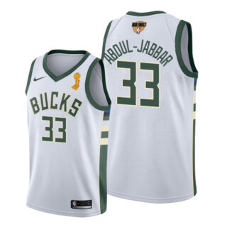 Youth Kareem Abdul Jabbar Milwaukee Bucks 2021 NBA Finals Champions Jersey White Association