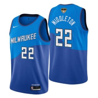 Men's #22 Khris Middleton Milwaukee Bucks 2021 NBA Finals Jersey Blue