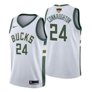 Men's #24 Pat Connaughton Milwaukee Bucks 2021 NBA Finals Jersey White Association