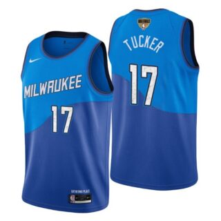 Men's #17 P.J. Tucker Milwaukee Bucks 2021 NBA Finals Jersey Blue