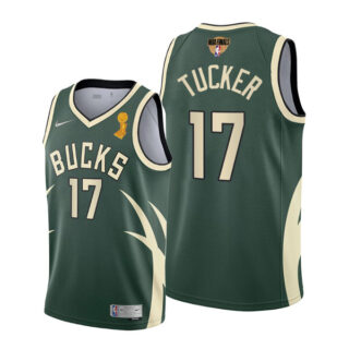 Youth P.J. Tucker Milwaukee Bucks 2021 NBA Finals Champions Jersey Green Earned