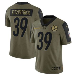 Men's #39 Minkah Fitzpatrick Pittsburgh Steelers Olive 2021 Salute To Service Limited Jersey
