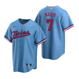 Men's Joe Mauer Minnesota Twins Cool Base Jersey Light Blue