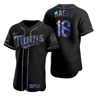 Men's Kenta Maeda Minnesota Twins Flex Base Jersey Black Holographic