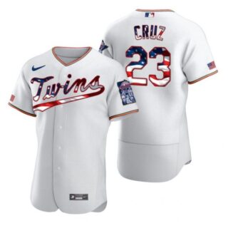 Men's Nelson Cruz Minnesota Twins Flex Base Jersey White Stars