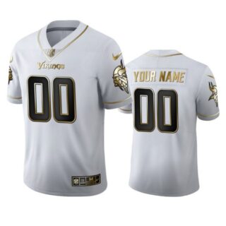 Men's Custom Minnesota Vikings Golden Limited Stitched Jersey White