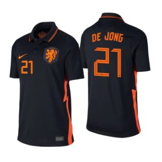Men's Frenkie De Jong Netherlands National Black Away Jersey