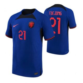Men's Frenkie De Jong Netherlands National Team Blue Away 2022-23 Jersey