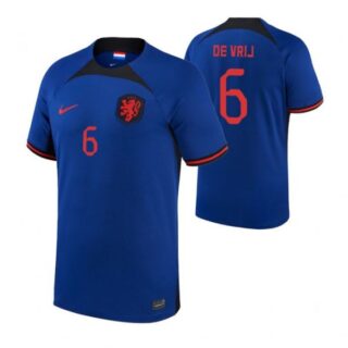 Men's Stefan De Vrij Netherlands National Team Blue Away 2022-23 Jersey
