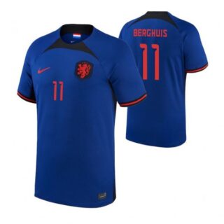 Men's Steven Berghuis Netherlands National Team Blue Away 2022-23 Jersey