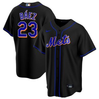 Men's Javier Baez New York Mets Cool Base Jersey - Stitched Black