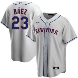 Men's Javier Baez New York Mets Cool Base Jersey - Stitched Gray