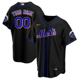 Youth New York Mets Custom Black Throwback Jersey - Stitched