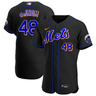 Men's - Flex Base New York Mets Jacob deGrom Black Throwback Jersey - Stitched