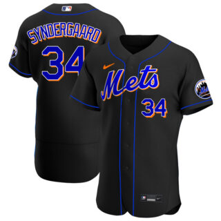 Men's - Flex Base New York Mets Noah Syndergaard Black Throwback Jersey - Stitched