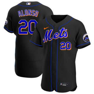Men's - Flex Base New York Mets Pete Alonso Black Throwback Jersey - Stitched