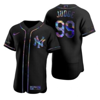 Men's Aaron Judge New York Yankees Flex Base Jersey Black Holographic