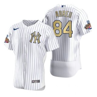 Men's Albert Abreu New York Yankees Flex Base Jersey White Gold WS